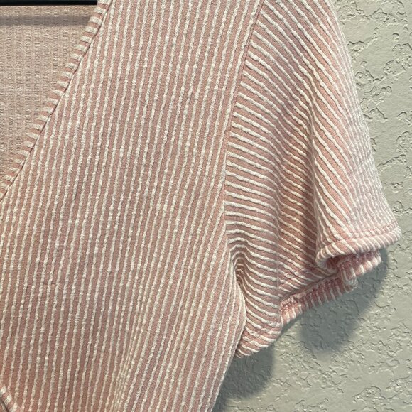 Caution to the Wind Pink Stripe Peplum Top Small - Picture 2 of 5